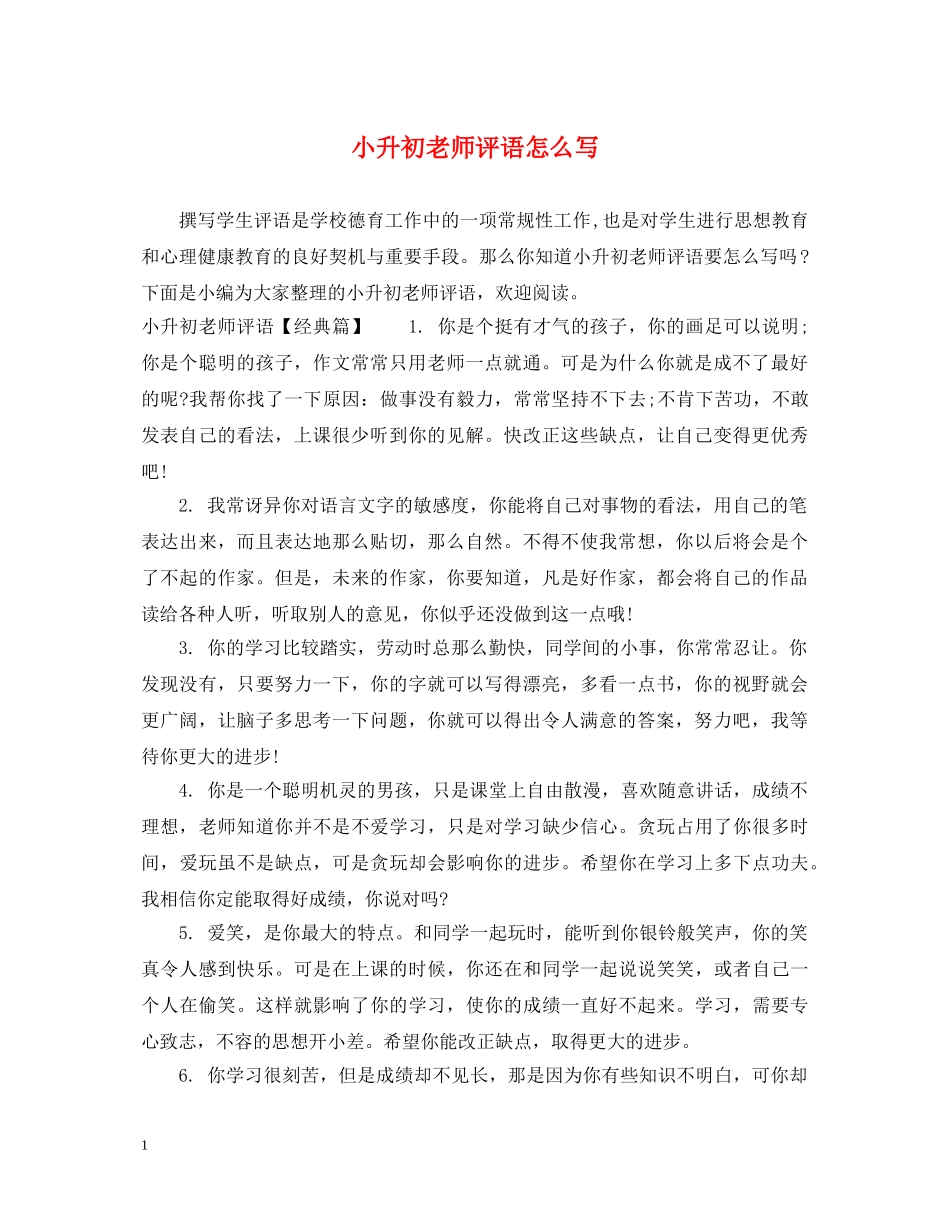 小升初老师评语怎么写 _第1页