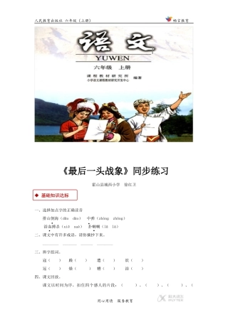 【同步练习】《最后一头战象》(人教)