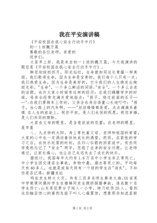 我在平安演讲稿范文 (2)