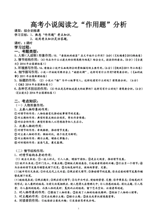 高考小说阅读之“作用题”分析