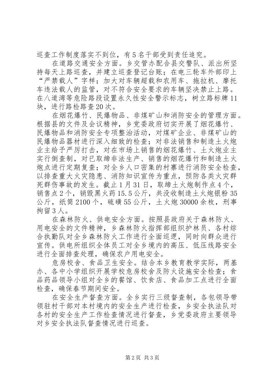 乡镇春节期间安全生产工作小结 _第2页