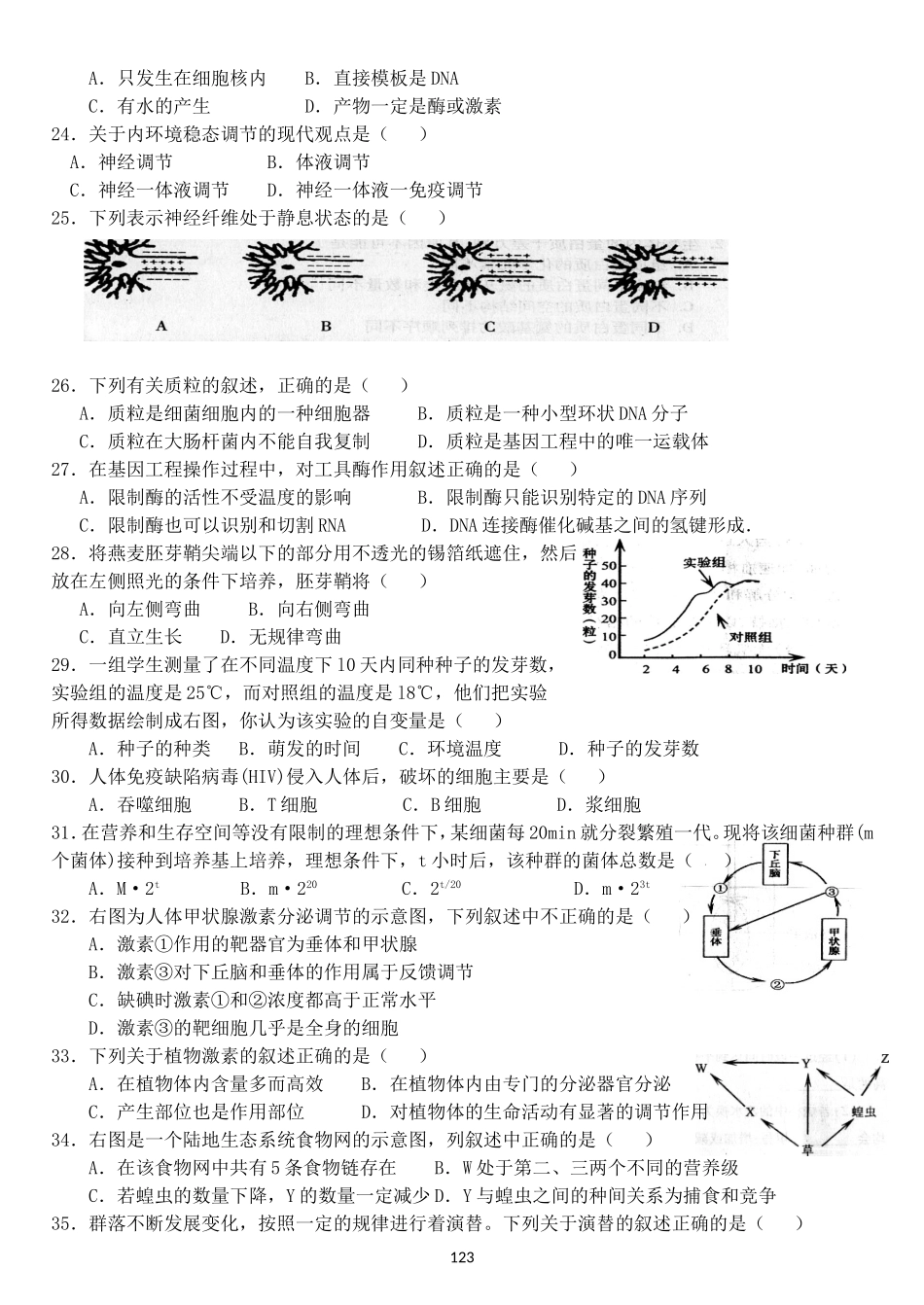 2011年12月黑龙江省普通高中学业水平考试生物试卷_第3页