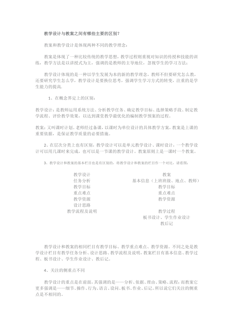 教学设计与教案之间有哪些主要的区别_第1页