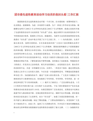 团市委先进性教育活动学习动员阶段回头看-工作汇报 