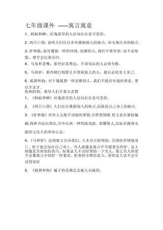 七年级课外寓言寓意