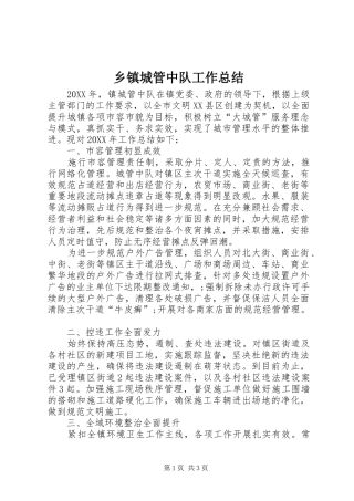 乡镇城管中队工作总结 