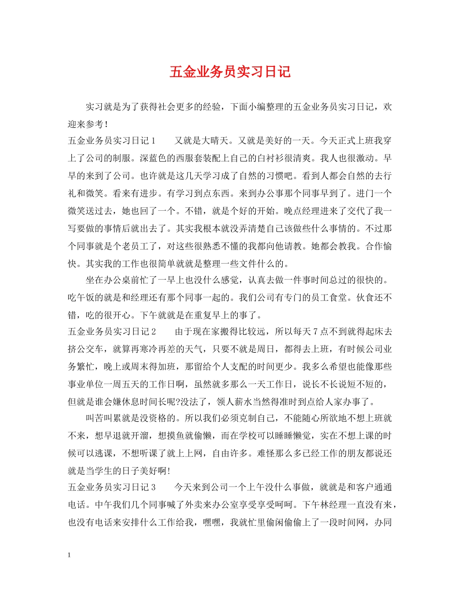 五金业务员实习日记_第1页