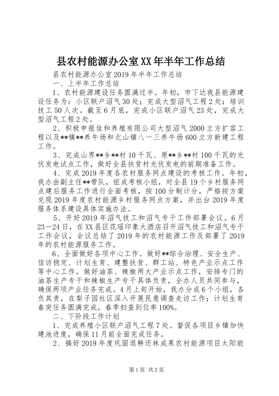 县农村能源办公室XX年半年工作总结 _第1页
