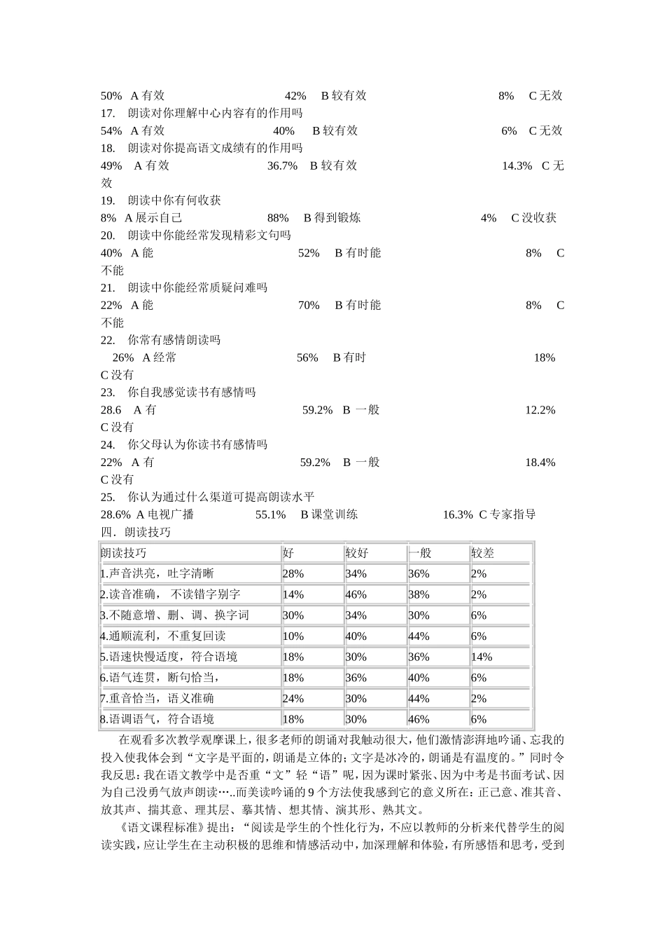 分析初一学生语文朗读情况调查表_第2页