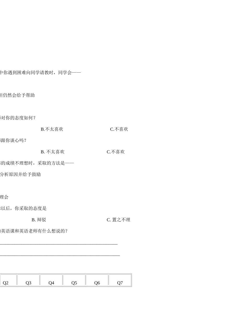 英语学习情况调查问卷_第2页