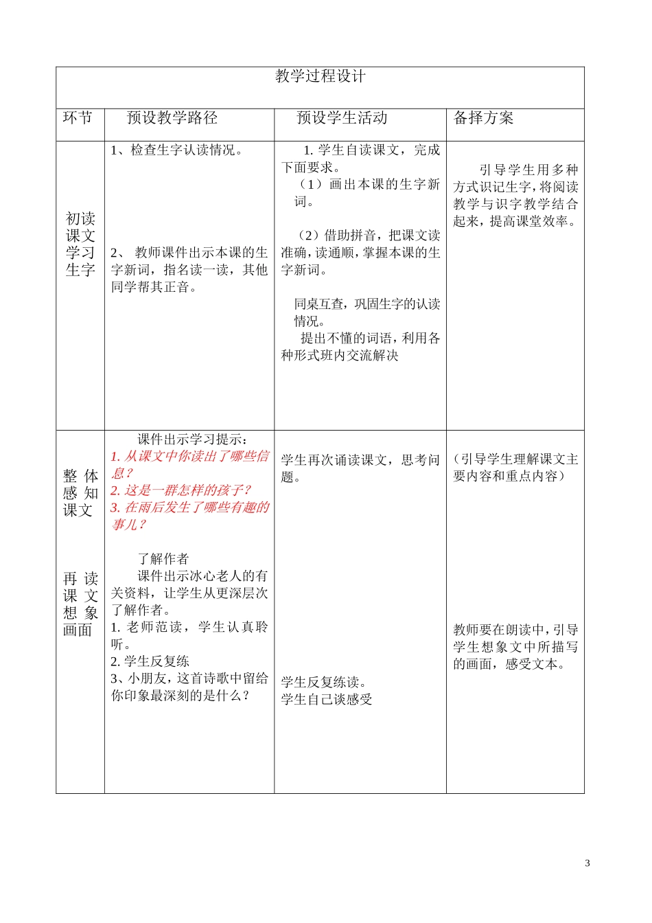 《雨后》教学设计 (2)_第3页