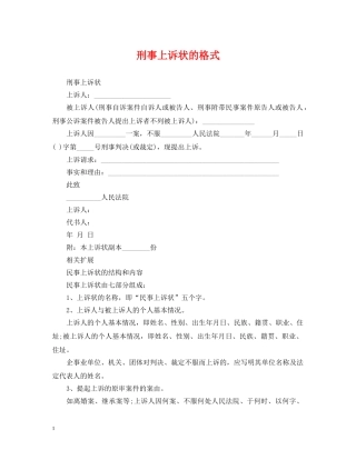 刑事上诉状的格式