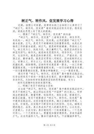 树正气、转作风、促发展学习体会