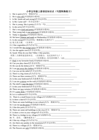 小学五年级英语语法练习题