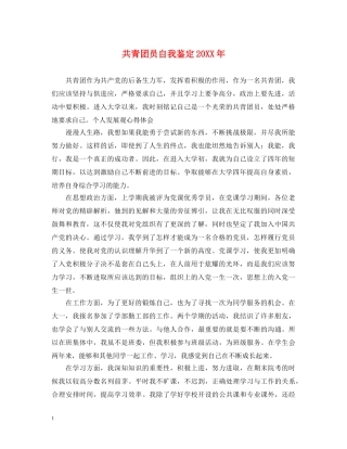 共青团员自我鉴定20XX年 