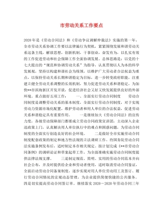 市劳动关系工作要点 