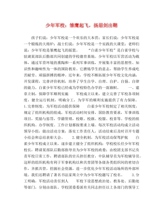 少年军校雏鹰起飞，扬眉剑出鞘 