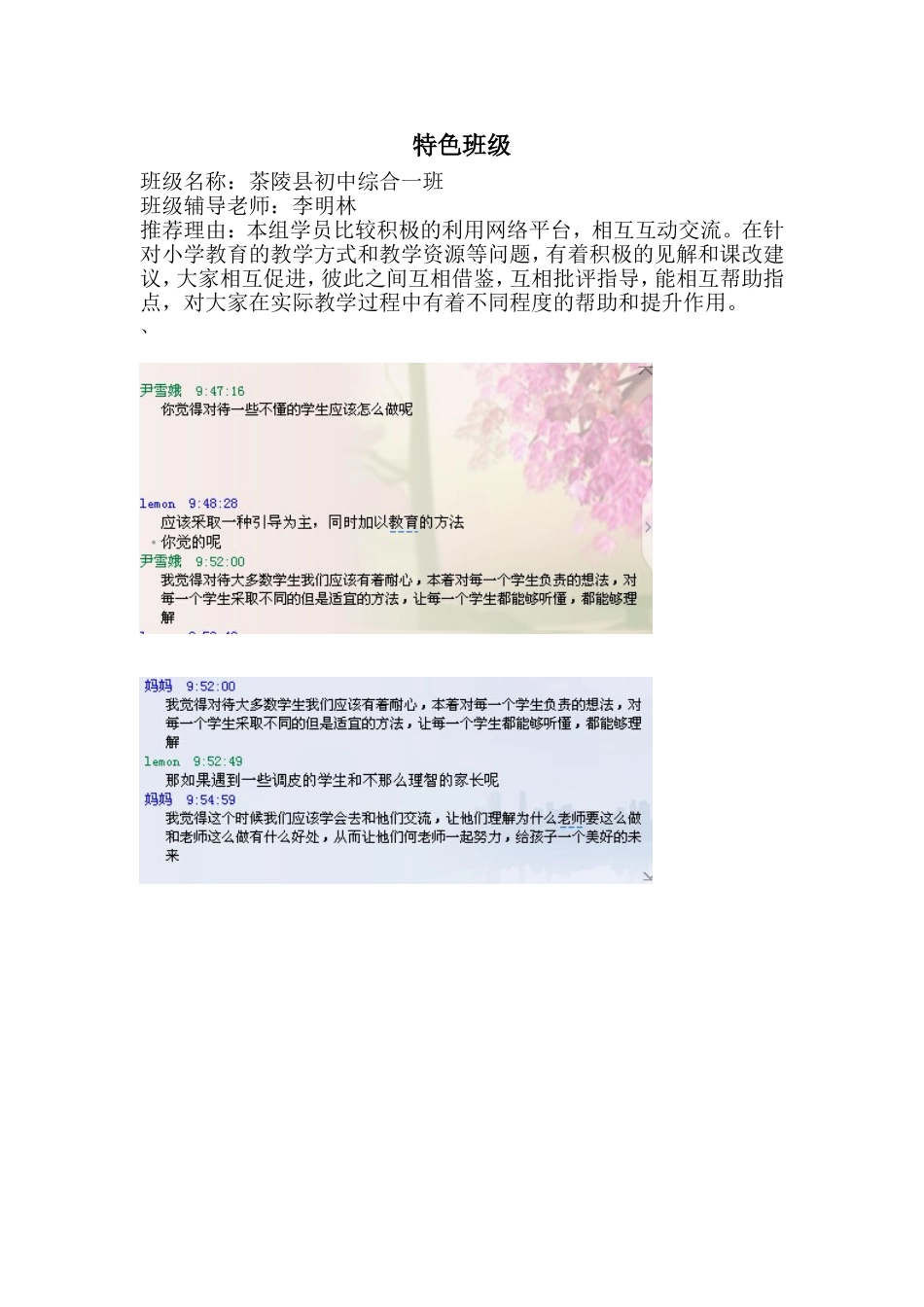 特色班级茶陵县初中综合1班_第1页