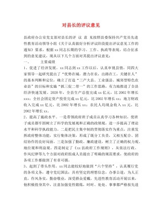 对县长的评议意见 