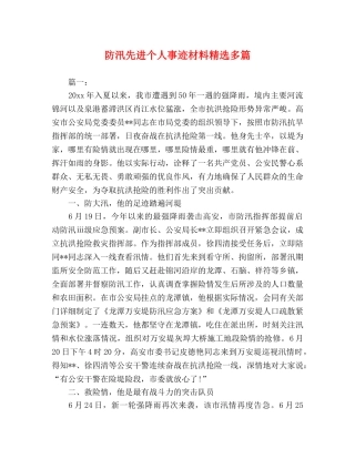 节日讲话-防汛先进个人事迹材料精选多篇 