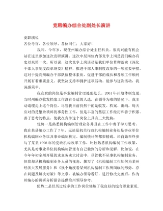 竞聘编办综合处副处长演讲 