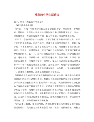 难忘的小学生活作文 