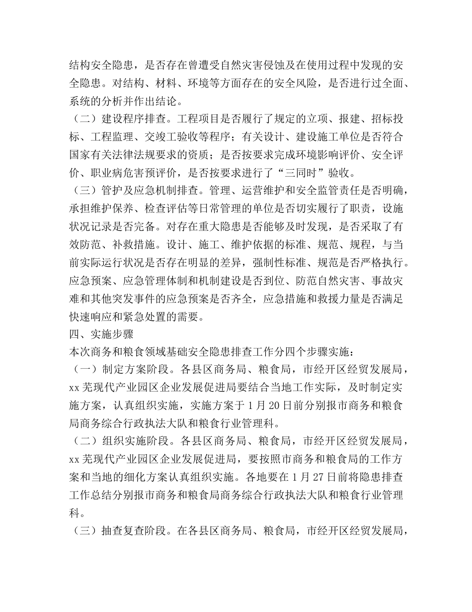 商务和粮食领域基础设施安全隐患大排查大整改工作方案 _第2页