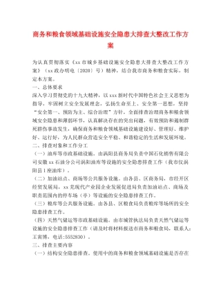 商务和粮食领域基础设施安全隐患大排查大整改工作方案 