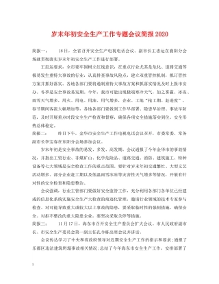 岁末年初安全生产工作专题会议简报2024 