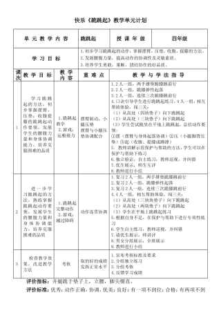 宁夏银川市金凤区高桥小学小学四年级快乐《跪跳起》教学设计