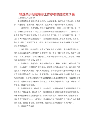 精选关于扫黑除恶工作参考总结范文3篇 