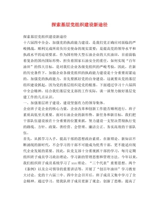 探索基层党组织建设新途径 