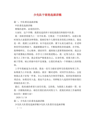少先队干部竞选演讲稿 