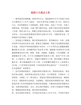 医院十大亮点工作 