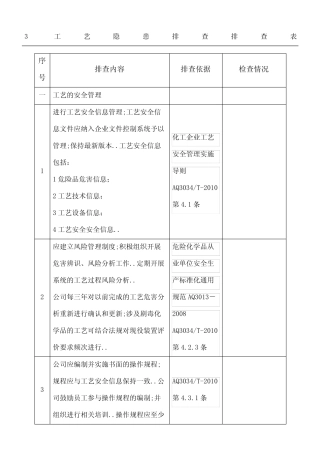 工艺隐患排查排查表 