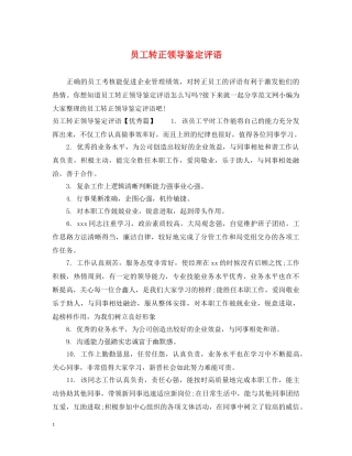 员工转正领导鉴定评语 