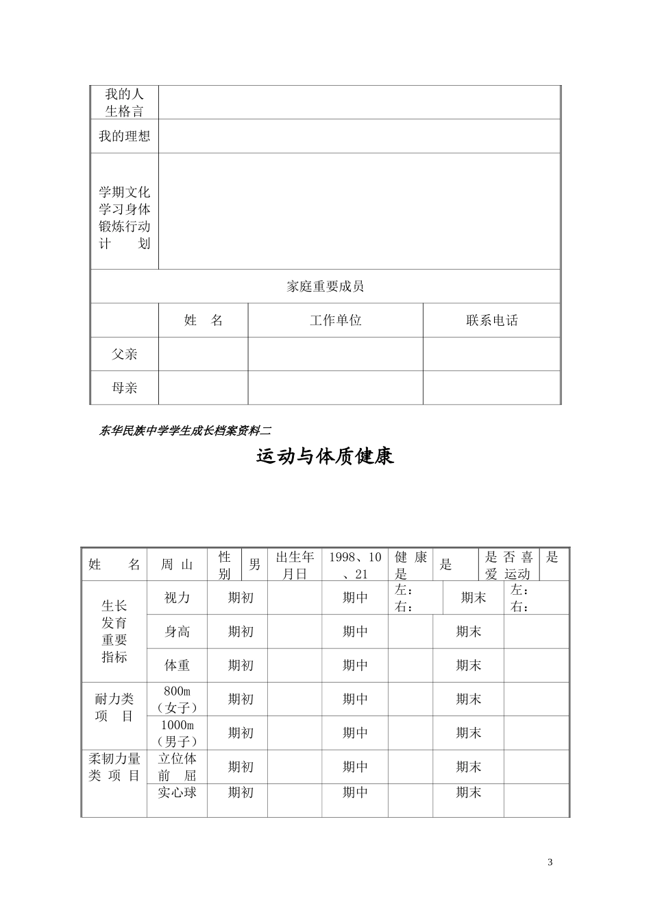 青曲镇初级中学学生成长档案_第3页