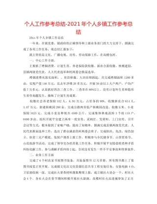 个人工作参考总结-2024年个人乡镇工作参考总结 