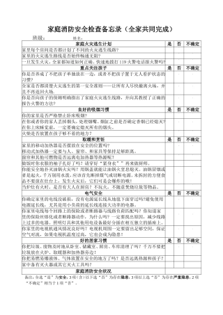 我的家庭消防安全检查备忘录