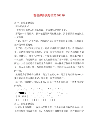 留住那份美好作文600字 