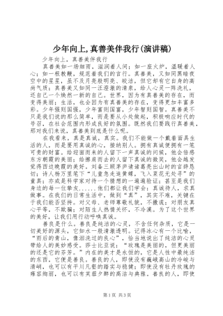 少年向上,真善美伴我行(演讲范文)