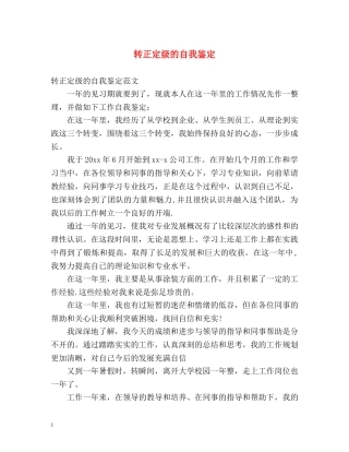 转正定级的自我鉴定 