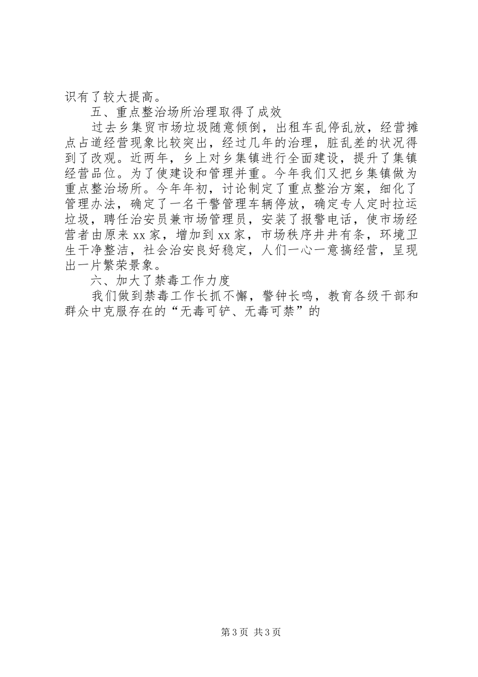 乡镇XX年综合治理工作总结 _第3页