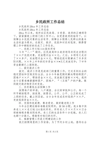 乡民政所工作总结 