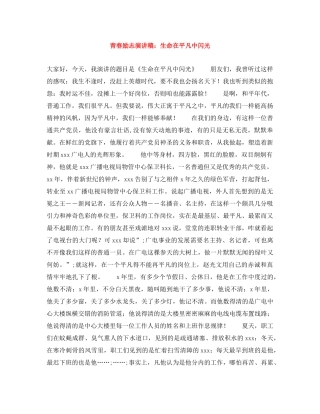 青春励志演讲稿生命在平凡中闪光 