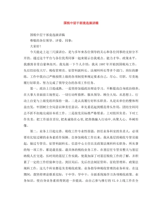 国税中层干部竟选演讲稿 