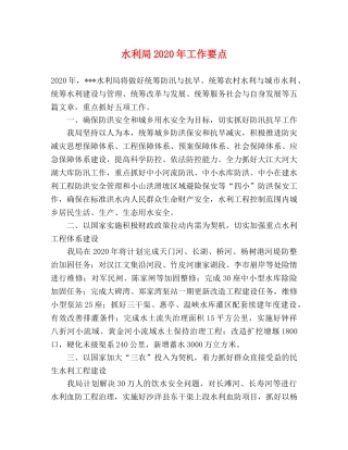 水利局2024年工作要点 