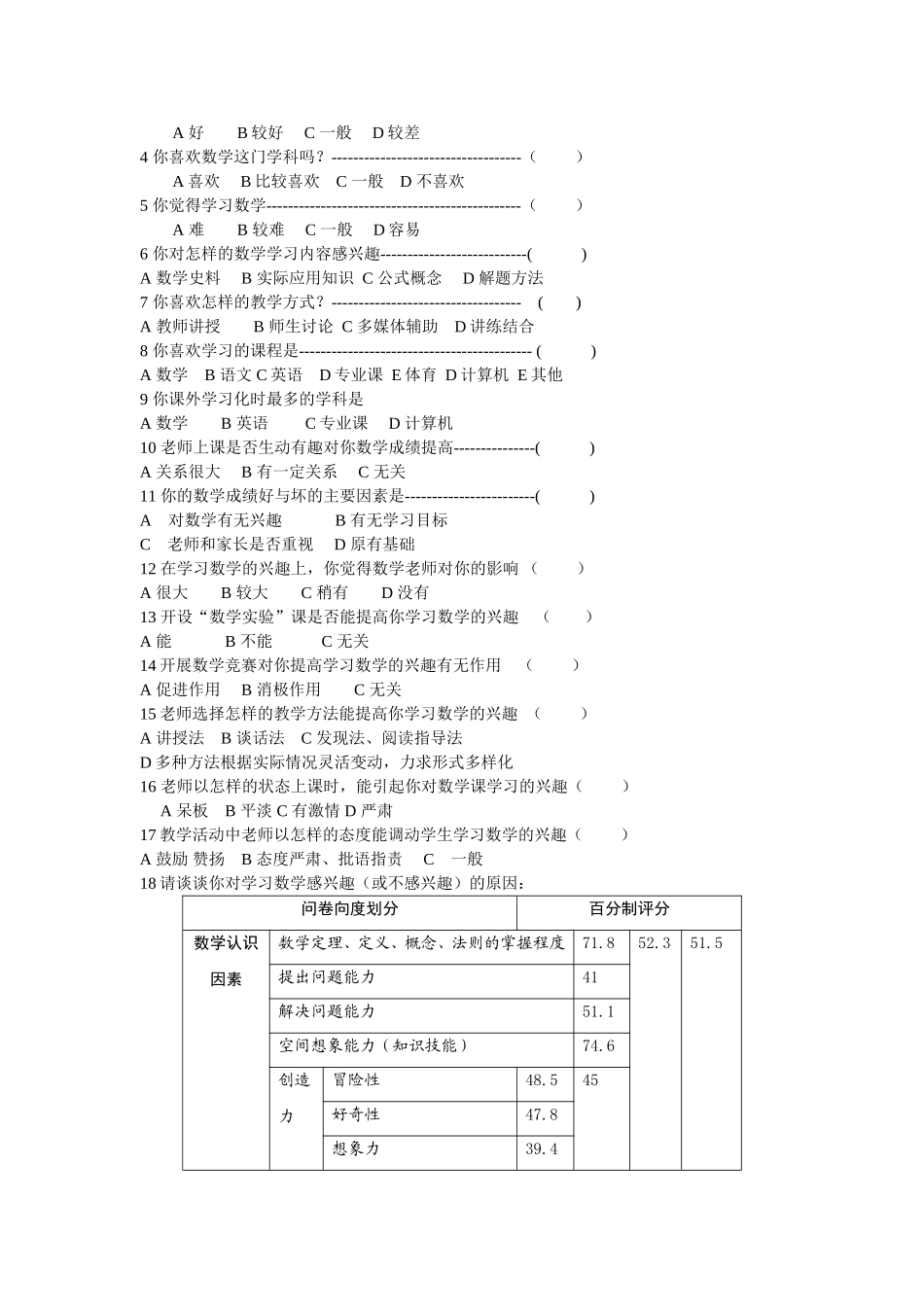 数学调查问卷初稿_第2页