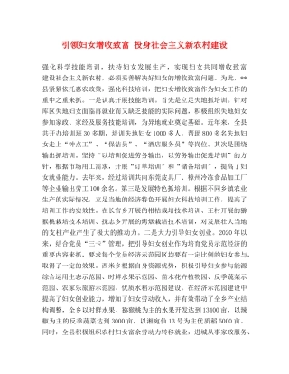 引领妇女增收致富 投身社会主义新农村建设 (2) 