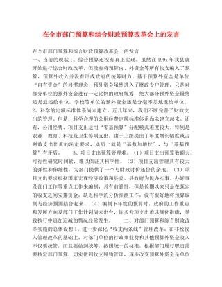 在全市部门预算和综合财政预算改革会上的发言 